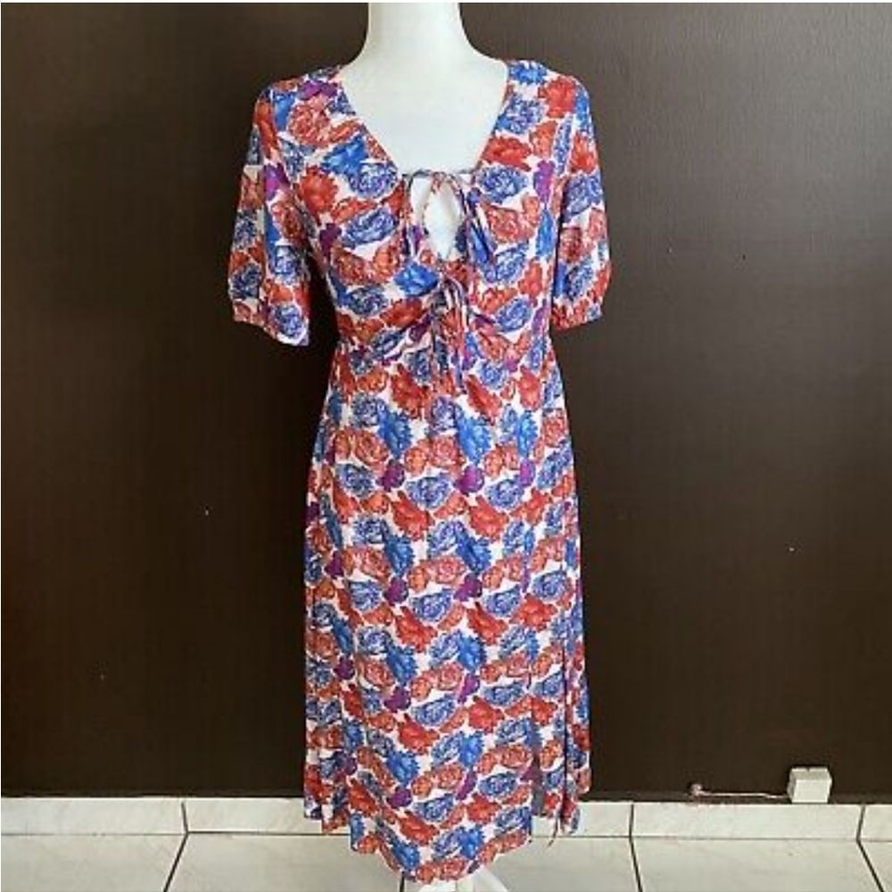 House of Harlow 1960 Red & Blue Floral Midi Dress
